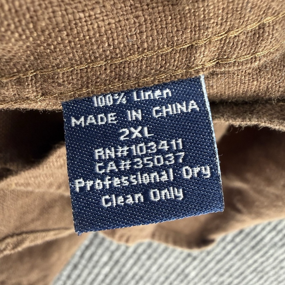 Vintage Y2K LRG Woven Roots & Equipment linen shirt mens 2XL brown short sleeve - Picture 5 of 11